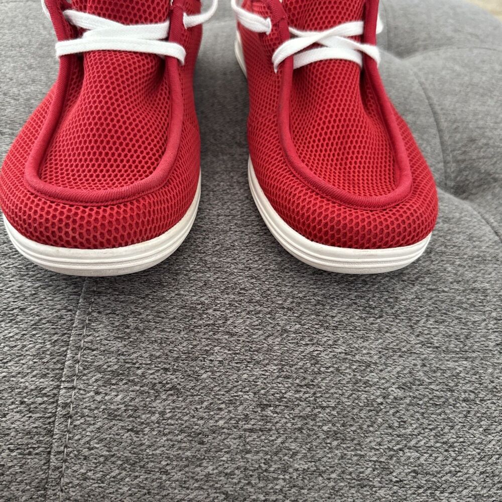 Diesel Sneakers Red Mesh Low Top Lace-Ups Logo Rubber Bottom With Map Size 7.5 - Picture 3 of 16
